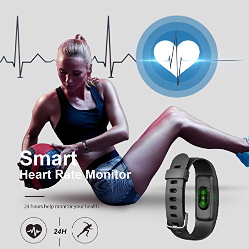 [- Fitness Armband,Chianruey Fitness Tracker mit Herzfrequenz,Pulsuhr Aktivitätstracker mit Sc