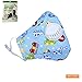 ZWZCYZ Child's Air Pollution Mask with Exhale Valves PM2.5 Cartoon Cute Anti-Dust Cotton Breathable Mouth Face Mask Suit For 4-15 Years Old (Blue car)
