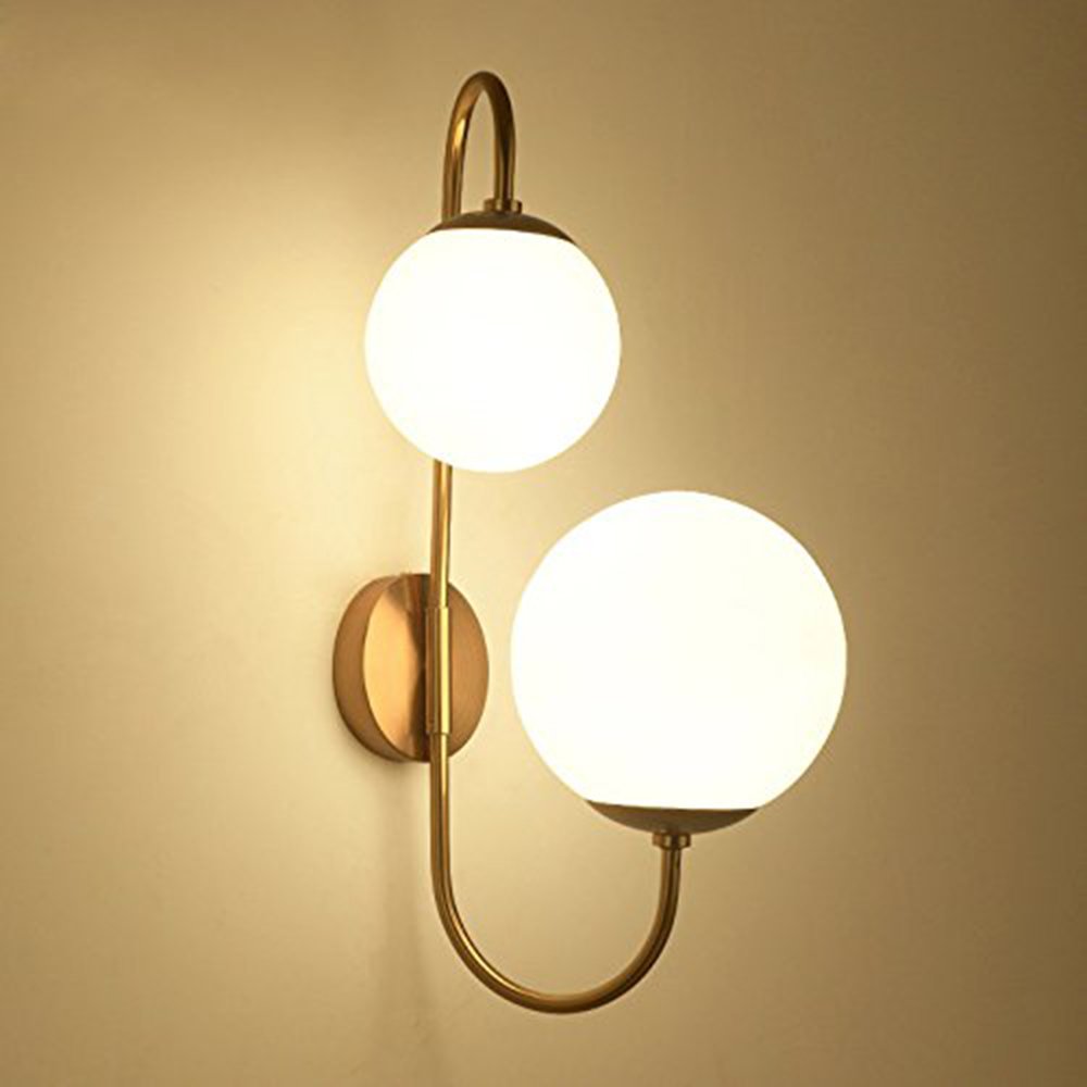 KunMai Modern Chic Milky White Glass Globe Two-Light ...