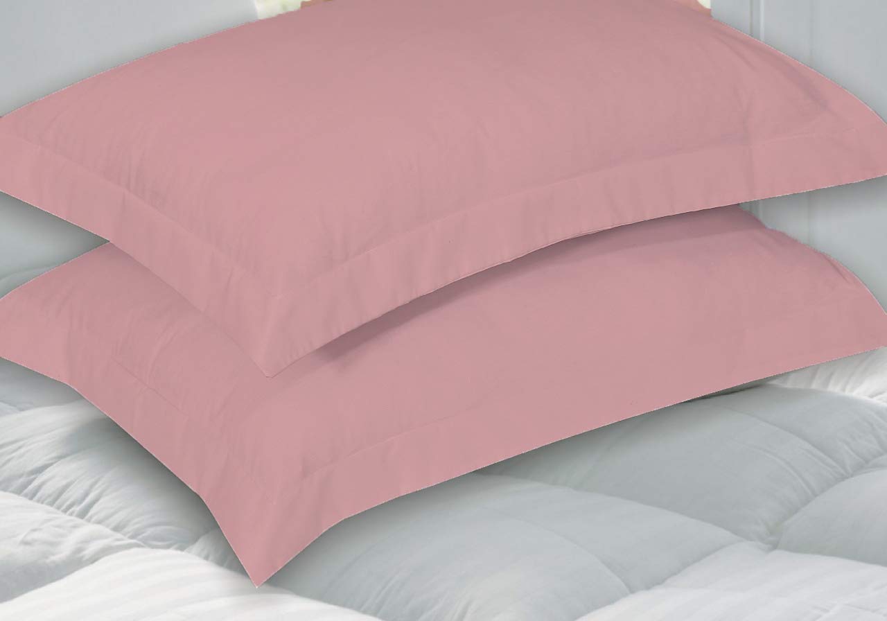 ZASH LONDON Oxford Pillow Case Pair Luxury Decorative Soft Bedroom Pillowcases Plain Dyed Poly Cotton Pillow Covers (Baby Pink)