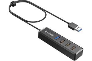 SmartQ USB Hub with 1 USB 3.0 + 3 USB 2.0 Total 4 Ports for MacBook, Mac Pro, Mac Mini, iMac, Surface Pro, XPS, PC, Flash Drive, Mobile HDD, and More (1 ft)