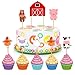 BCHOCKS Farm Animal Cake Toppers Cupcake Toppers Decor Birthday Party Supplies for Baby Shower Birthday Party Favors Farm Zoo Animal Cake Decorations for Cupcake Topper for Kids Boys Girls- 25 PCS