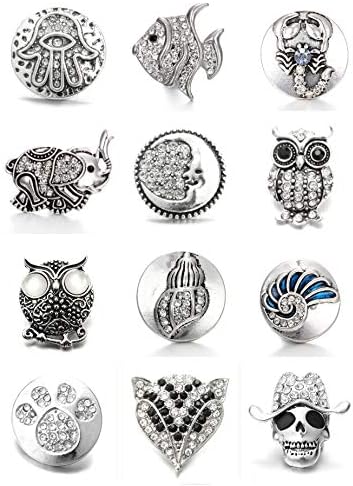 Lovglisten New 12pcs Snaps Jewelry 18MM-20MM Animal Shape Snap Jewelry Charms (White-an)