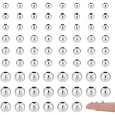 UNICRAFTALE 300Pcs 3 Styles 925 Sterling Silver Plated Round Spacer Beads 2-3mm Brass Beads Loose Bead Metal Bead Connector Bead for DIY Bracelet Necklace Jewelry Making Crafting