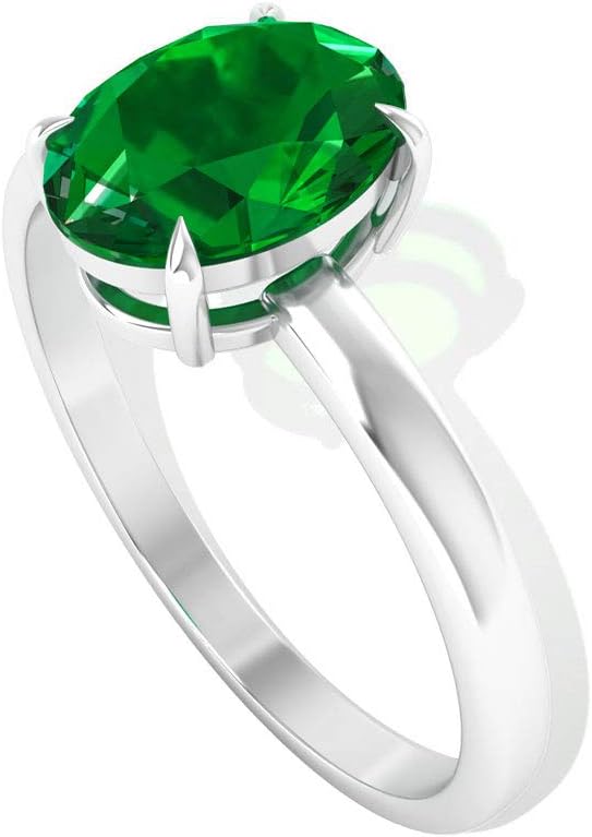Oval Shaped 1.26Carat Solitaire Emerald Engagement Ring, May Birthstone Anniversary Women Ring Gift, SGL Certified Green Gemstone Wedding Bridal Rings