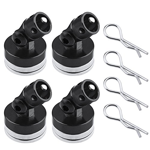 HobbyPark Aluminum Alloy Magnetic Stealth Invisible Body Post Mount for RC Hobby Model Car (Set of 4) (Black)
