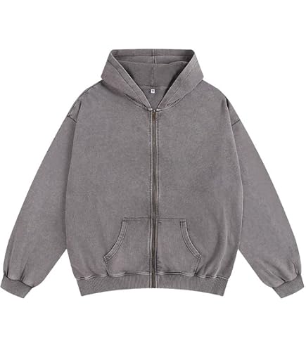 Amazon.com: Bobeutou Mens Zip Up Acid Wash Hoodie Vintage