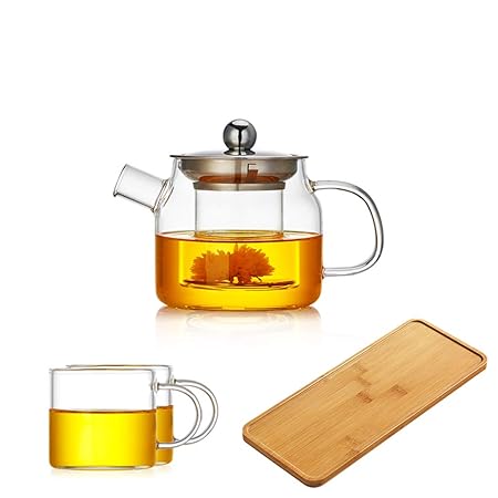 FYJK Tetera, Tetera de Vidrio de 500 ml con infusor de Raypard ...