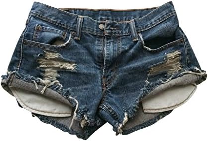 Vintage Levis Distressed Cut off denim Jean shorts shredded Hipster Low Rise-L