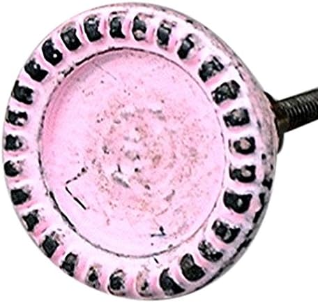 Charleston Knob Company Iron Knob, Set of 2, Pink Round Disc Design