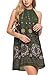 Bluetime Women's Casual Sleeveless Halter Neck Boho Print Short Dress Sundress (L, Army Green)