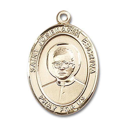 14kt Yellow Gold St. Josemaria Escriva Medal 1 x 3/4 inches