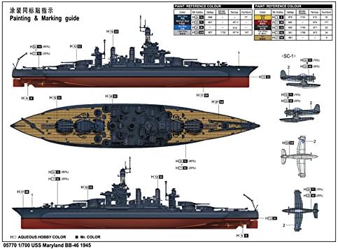 Trumpeter 1:700 - USS Maryland Battleship BB-46 (1945), Various, Small - Image 4