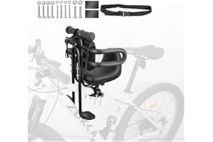 BALINGE Child Bike Seat - Front Mount, Kids Bike Seat for Adult Bike,Retractable Baby Bike Seat Front Mounted, Toddler Bike Seat for Children 8 Months~4+ Years Old, Brown/Black