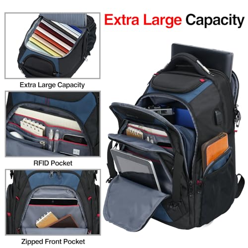 KROSER Travel Laptop Backpack Heavy Duty Computer Backpack with Hard Shell Saferoom RFID Pockets Water-Repellent Business College Daypack Stylish School Laptop Bag for Men/Women