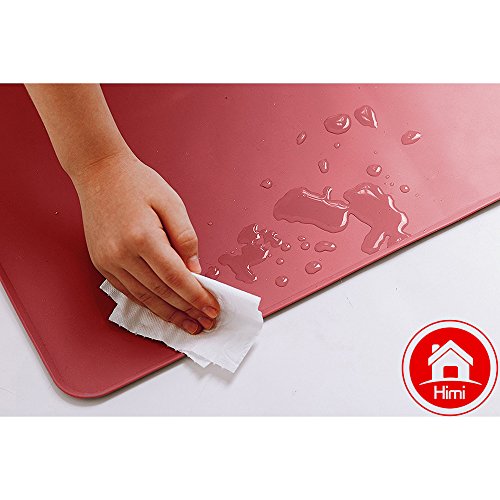 Himi Silicone Pet Food Mat 19"x12" - FDA Silicone Waterproof Dog bowl mat, Non Slip Dog bowl Pet Food Mat Placemet Tray - Pet Bowl Feeding Mat - Small and large dog food mat - Pet Bowl Tray (Red) - Thumbnail 7