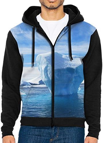 WEIYE SHENG Stylish Men's North Pole Iceberg Full Zip Hooded Sweatshirt Printing Jacket
