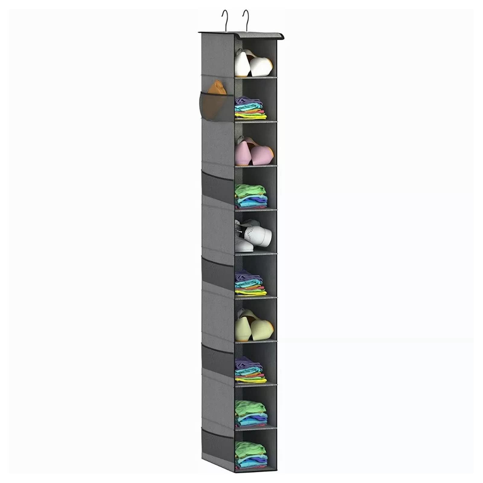 ciciglow 10 Section Closet Organizer Foldable Wardrobe Hanging Shelves Multilayer Hanging Storage Bag with Hook for Storing Underwear Clothing Hat Shoe Bag Toy
