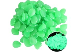 AJUWAA Glow Pebbles, 300 pcs Blue Glowing Rocks, Glow in The Dark Stones for Outdoor Decor, Garden Lawn Yard, Luminous Pebbles for Landscaping, Walkway Pathway, Aquarium Fish Tank Rocks (Green)
