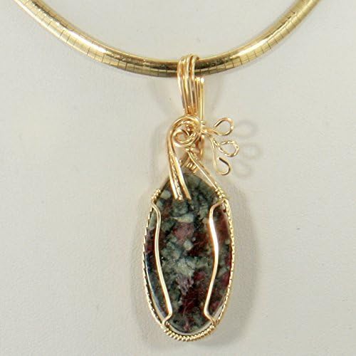 Eudialyte Gemstone Pendant, Handmade Wire Wrapped Jewelry, Artisan Gold Necklace