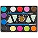 Safe Face Paint Kit 12 Color Palette for Baby, Kids & Adults | Jumbo Case Includes 2 Brushes & 12 Stencils, 1 Glitter | Professional Painting Quality Organic Non-Toxic Eco Water Based Paints