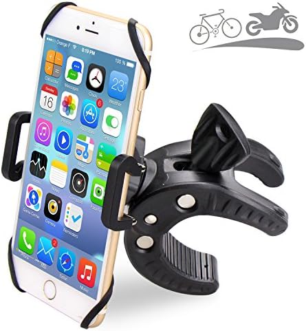 Bike Phone Mount, BonyTek Bicycle & Motorcycle Handlebar Cell Phone GPS Mount Holder - 360° Rotation, Adjustable Slide-Proof Clamp, Rubber Strap Protection, Suit for ATV, Mountain, City Road Bicycle