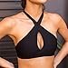 Women's Sexy Strappy Hollow Crisscross Back Front Hanging Neck Support Yoga Gym Sports Short Slim T-shirt Tubes Bra Tops (L)