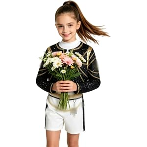 Girls Stage Costume, Halloween Costume for Kids Cosplay Party Dress Up | Girls' Halloween Costume - Printed Jacket, Vest and