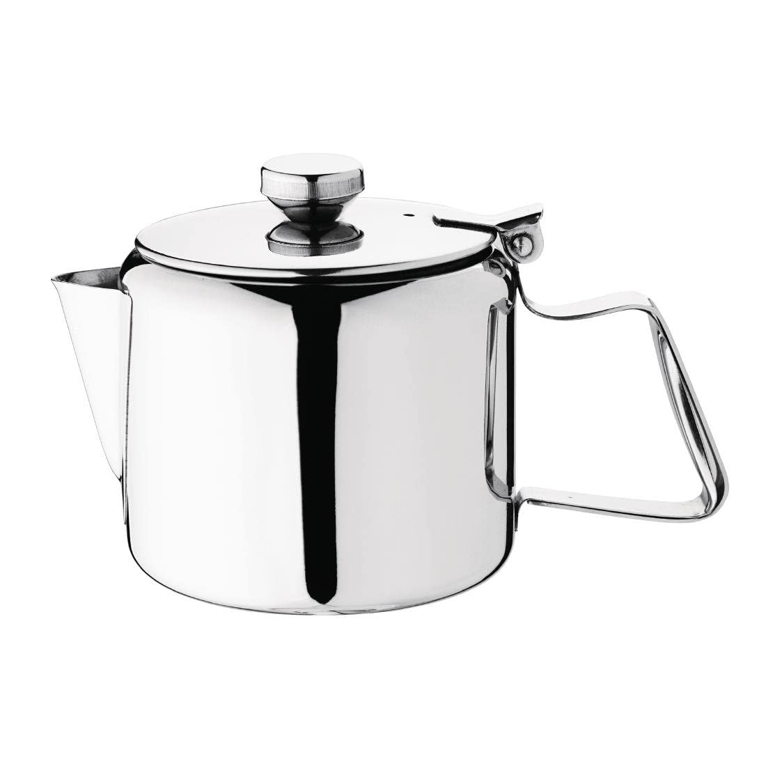 Olympia Concorde Stainless Steel Teapot 570 ml/20 oz, High Polish Stainless Steel Tea Pot, Size: 105x170x100 mm, Heat-Resistant Handle, Hinged Lid, Precise Pouring Spout, Dishwasher Safe, K678