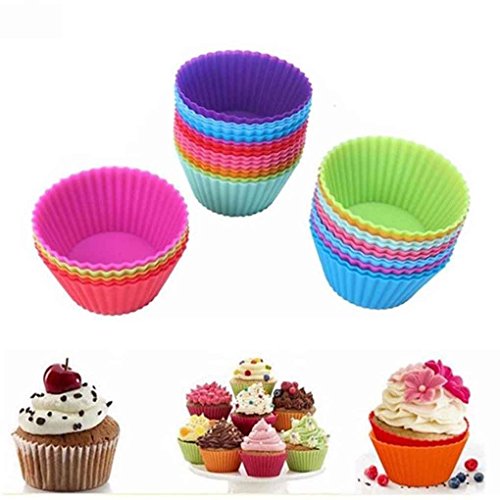 Muluo 1pcs/12pcs Silicone Cupcake Mold DIY Baking Fondant Muffin Cake Decorating Liner Pudding Jelly Case