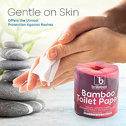 BrillaBoo Pure Bamboo Toilet Paper 100 Biodegrable Tree Free Toilet