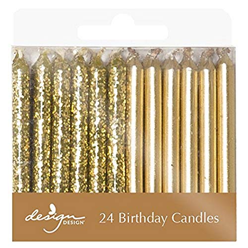 Design Design 756-08010 Metallic Birthday Candles 1/4 X 2 3/8" gold