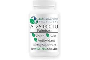 Bio-Innovations Pharmacal A-25,000 IU Palmitate Vegan, Powder Form (100 Capsules) Non-GMO, Supports Low Light Vision, Immune Support, Cellular Integrity of Skin & Bones, Antioxidant