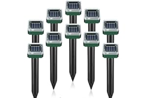 WYEWYE Mole Repellent 10 Packs, Ultrasonic Outdoor Solar Mole Snake Gopher Mice Repellent, Waterproof Mole Deterrent Spikes for Lawn Garden Farm, Effectively Repels Vole Groundhog Such Rodents