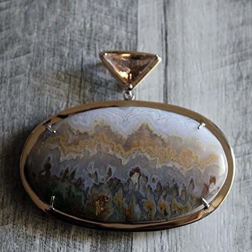 14K, Prudent Man Scenic Agate, and Topaz, Statement Jewelry, Birthstone Jewelry, Gift for him/Gift for her