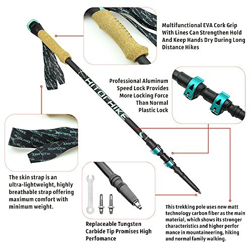 image for Hitorhike 3K Carbon Fiber Trekking Poles – Ultra Strong, Collapsible