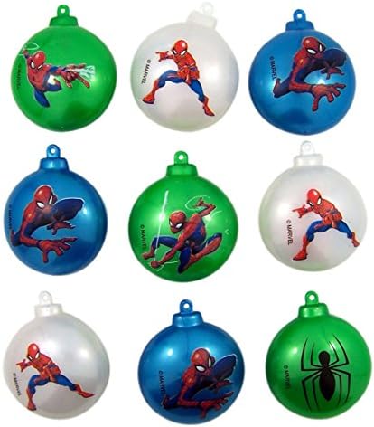 Spiderman Candy Filled Christmas Ornament Containers, Set of 9