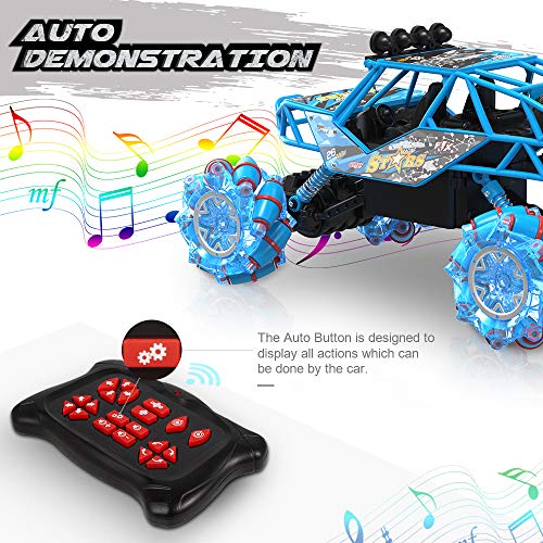 RAGU Drift Remote Control Car 1: 16 Rechargeable RC Truck 2.4 Ghz 4WD High Speed All Terrain Monster Truck with LED Lights & Music, Car Toys for Boys Girls