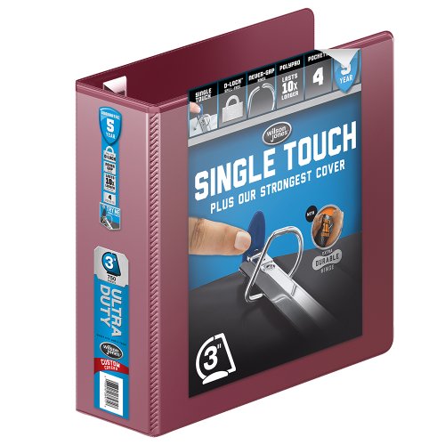 Wilson jones 3 ring binder 3 inch, ultra duty d-ring vi…