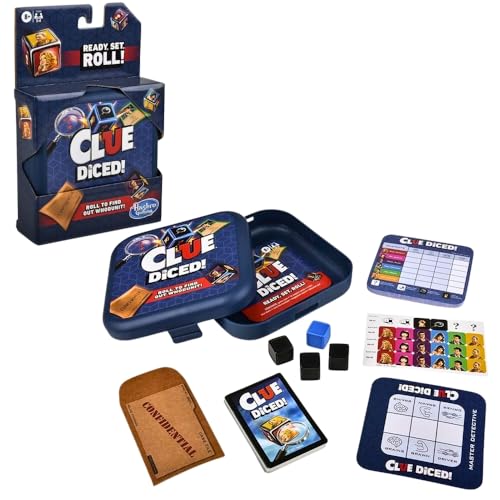 Hasbro Gaming Clue Diced Game, Easy to Learn Game, Quick Game, Portable Travel Game, Family Board Game, Fast Game for Kids Ages 8 and Up