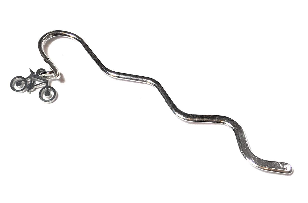 FizzyButton Gifts Silver Tone Stainless Steel Bicycle Mini Bookmark in Gift Bag