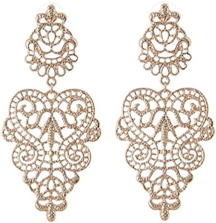 Linayo® Long Silver Earrings Victorian Vintage Style Baroque Pointy Oval Drop Earrings White