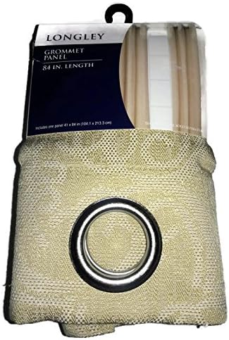 Grommet Panel 84 In Length (1 panel 41 x 84 / 104.1 x 213.3 cm) - Pattern-Longley, Color - Raffia, 74% Polyester / 26% Cotton