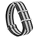 NATO Strap 2 Packs Canvas Fabric Nylon Watch Straps with Stainless Steel Buckle,Adebena Ballistic Replacement NATO Watch Bands Width 22mm Black/Grey/Blue and Black/Grey/Orange