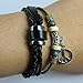 WILD-WIND (TM Unique Metal Ring & Plane Pendant Multi Punk Leather Adjustable Wrap Bracelet