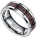 8mm Tungsten Metal Rings Black Red Carbon Fiber Inlay Comfort Fit Wedding Band