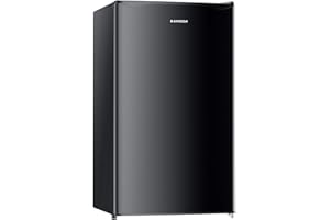 BANGSON Mini Fridge with Freezer, 3.2Cu.Ft, Single Door Small Refrigerator, Energy-efficient, Low Noise, Mini fridge for Bedroom Dorm and Office, Black
