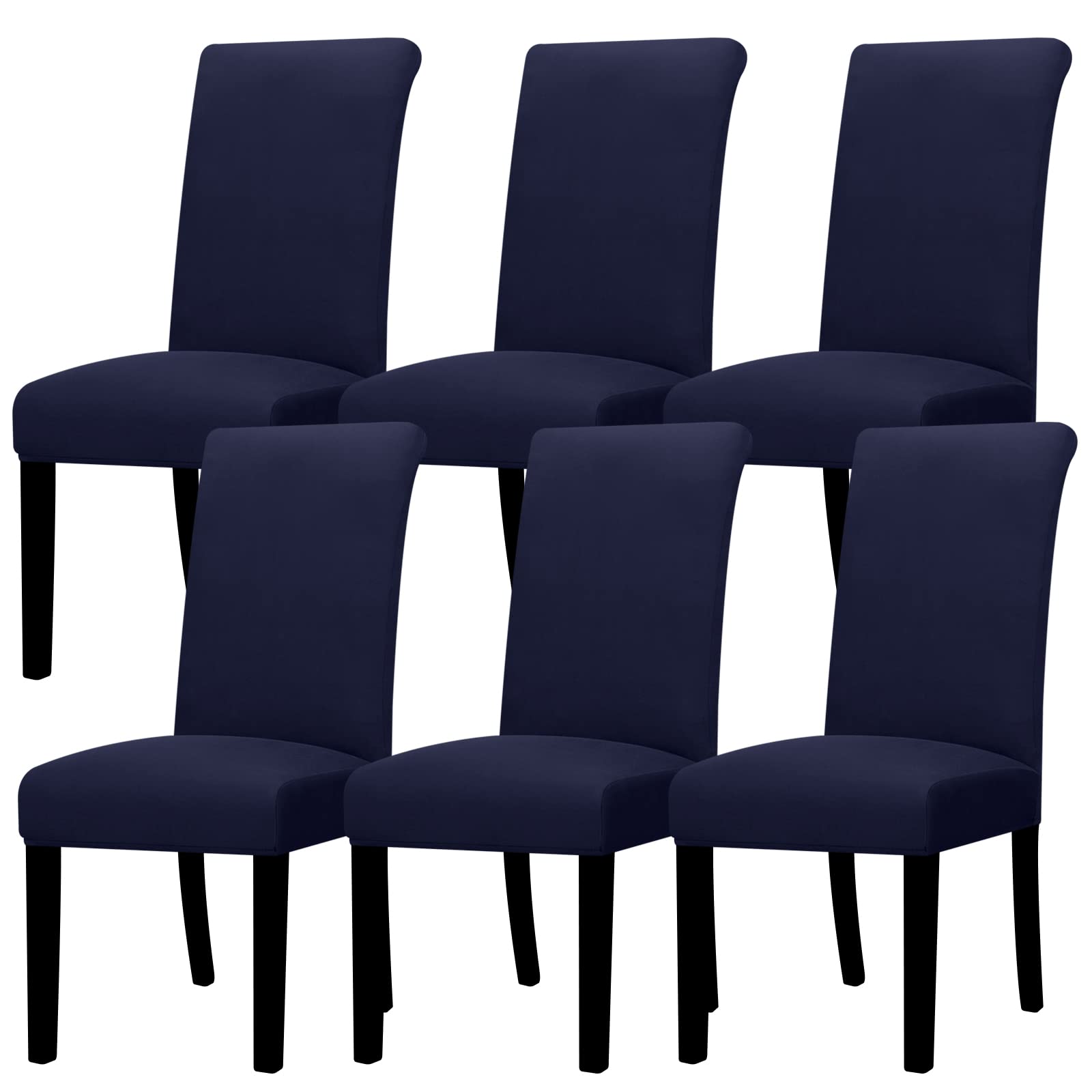 Lellen Dining Chair Covers Set of 6, Stretch Chair Covers Dining Chair Slipcovers Removable Washable Reusable Home & Kitchen Decor Protector Dining Room Chair Covers,Navy Blue