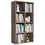 Homfa Bookshelf 4-Tier Wood Bookcase 8 Cube Modular Storage Organizer Cabinet Modern Home Office Furniture (Dark Oak)