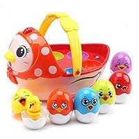 PUSITI Baby Toys Electronic Learning Toys for 2 3 4 5 Years Old Toddlers Kids Education Music Toys Easter Eggs and Hen Basket Musical Toys for Boys and Girls Birthday Gift 18 Months and Up